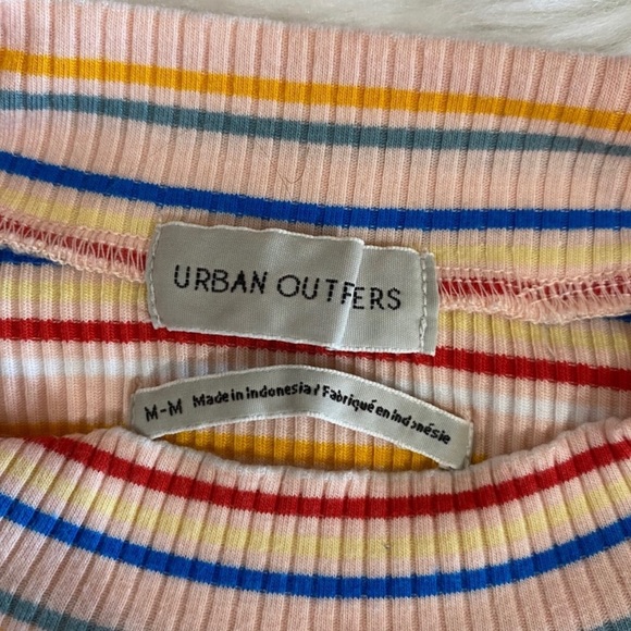 UO Zola Striped Mock Neck Rose Top - Picture 7 of 7